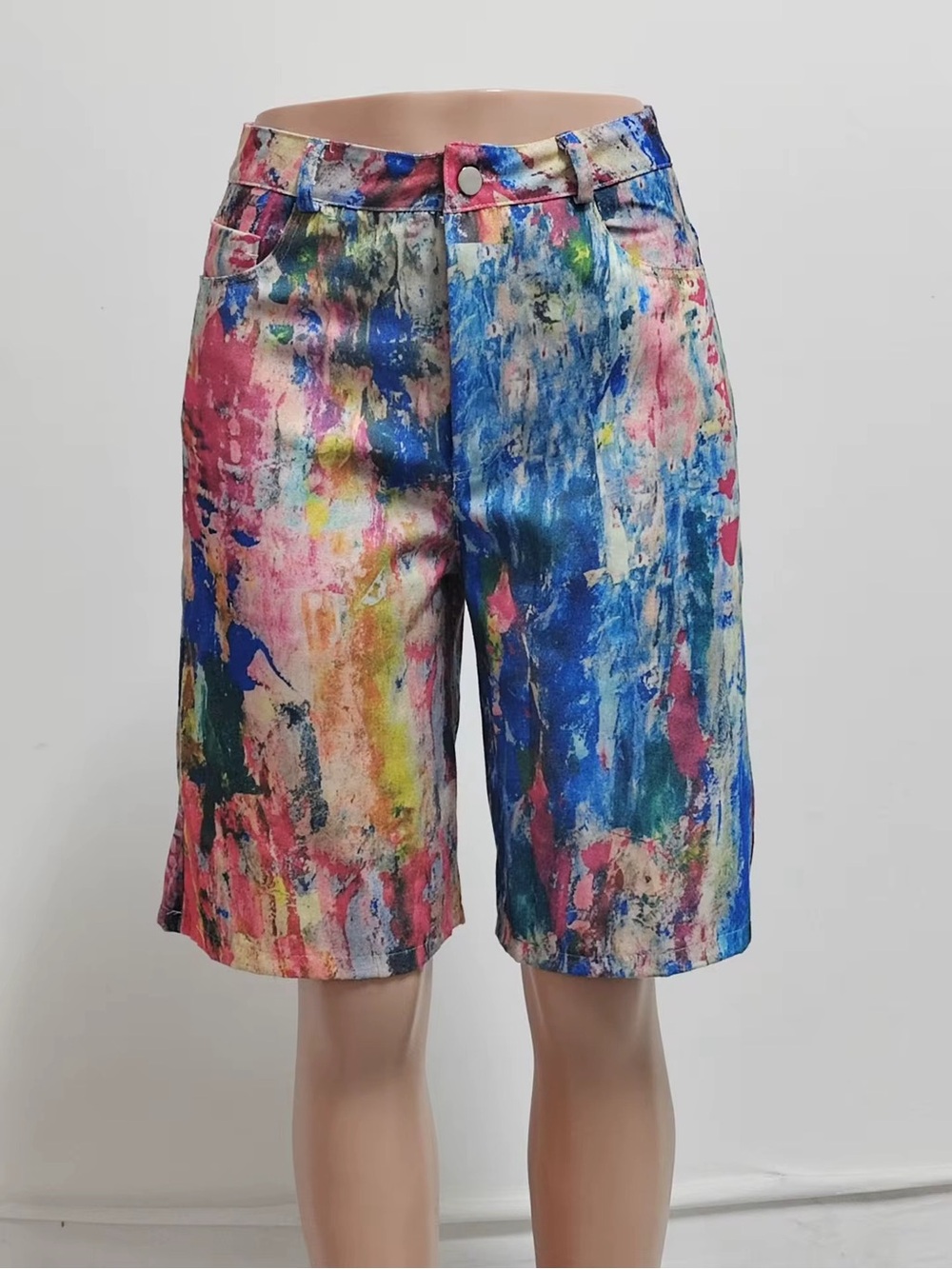 Abstract Multi-Color Bermuda Shorts - Women